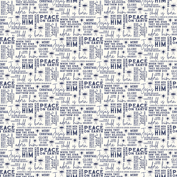 Come Let Us Adore Him Text Cloud Cotton Fabric