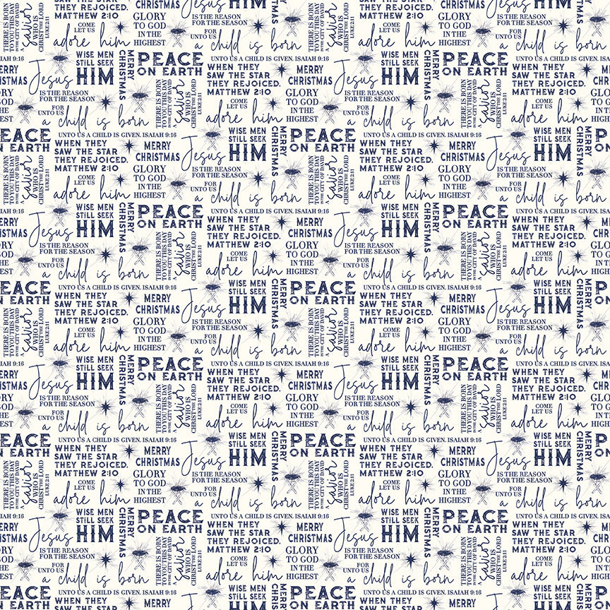 Come Let Us Adore Him Text Cloud Cotton Fabric