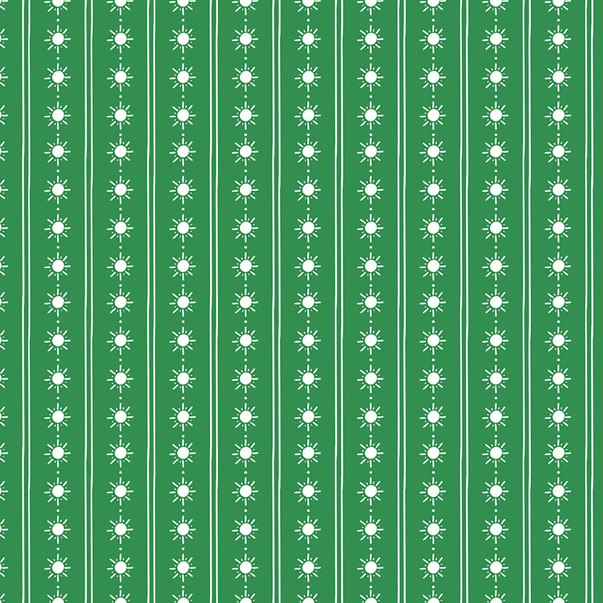Two By Two Happy Rays Green Cotton Fabric