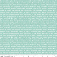 Egg Hunt Empty Tomb Aqua Scripture Cotton Fabric