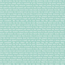 Egg Hunt Empty Tomb Aqua Scripture Cotton Fabric