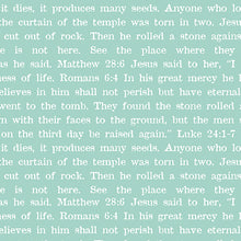 Egg Hunt Empty Tomb Aqua Scripture Cotton Fabric