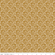 Christmas Greetings Gold Scroll Cotton Fabric