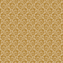 Christmas Greetings Gold Scroll Cotton Fabric