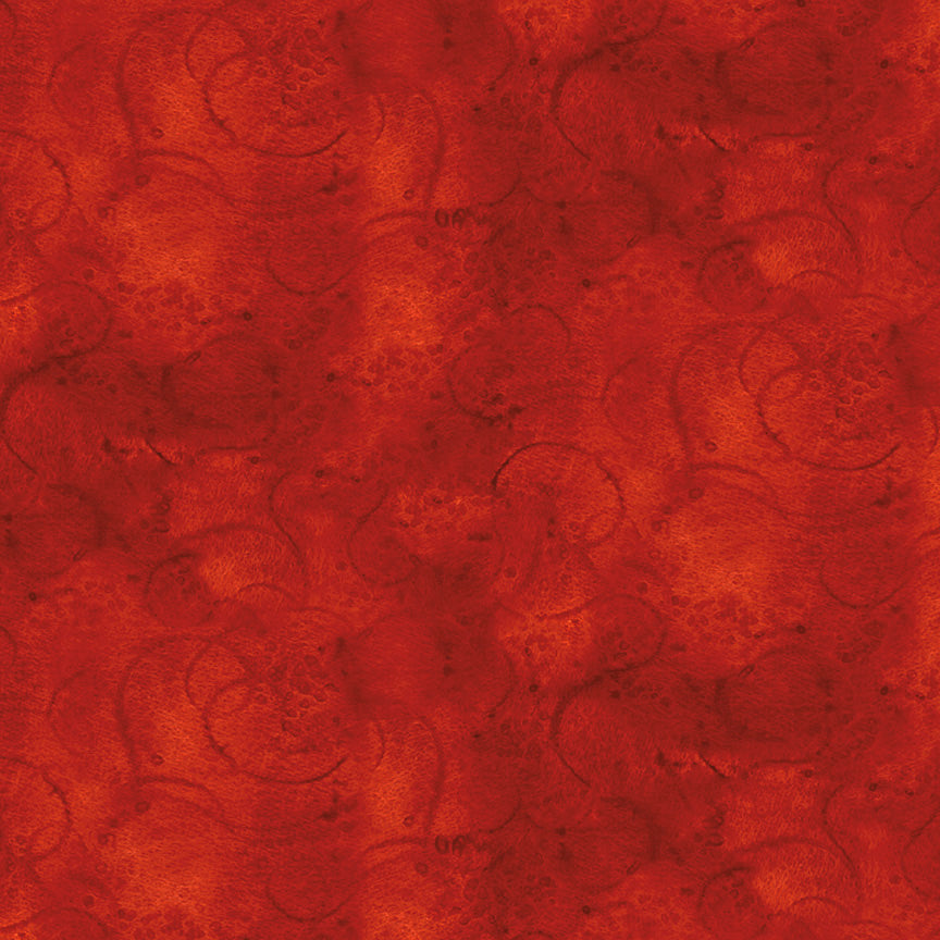 Painter's Swirl Dark Red Blender Cotton Fabric