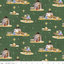 Come Let Us Adore Him Nativity Main Green Cotton Fabric