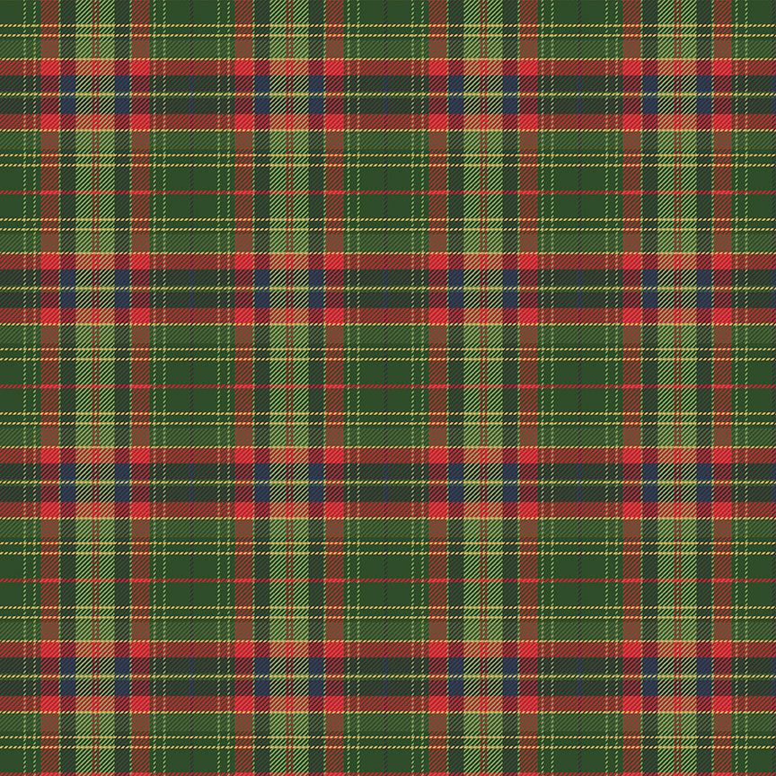 More Christmas Wishes Lumberjack Green Plaid Cotton Fabric