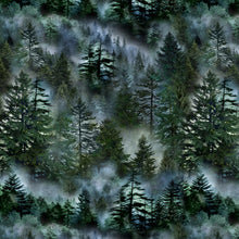 Misty Mountain Evergreen Forest Cotton Fabric