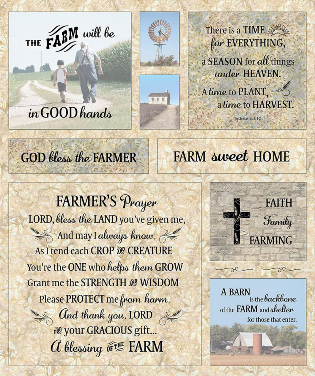 Farmer's Prayer Cotton Fabric Panel