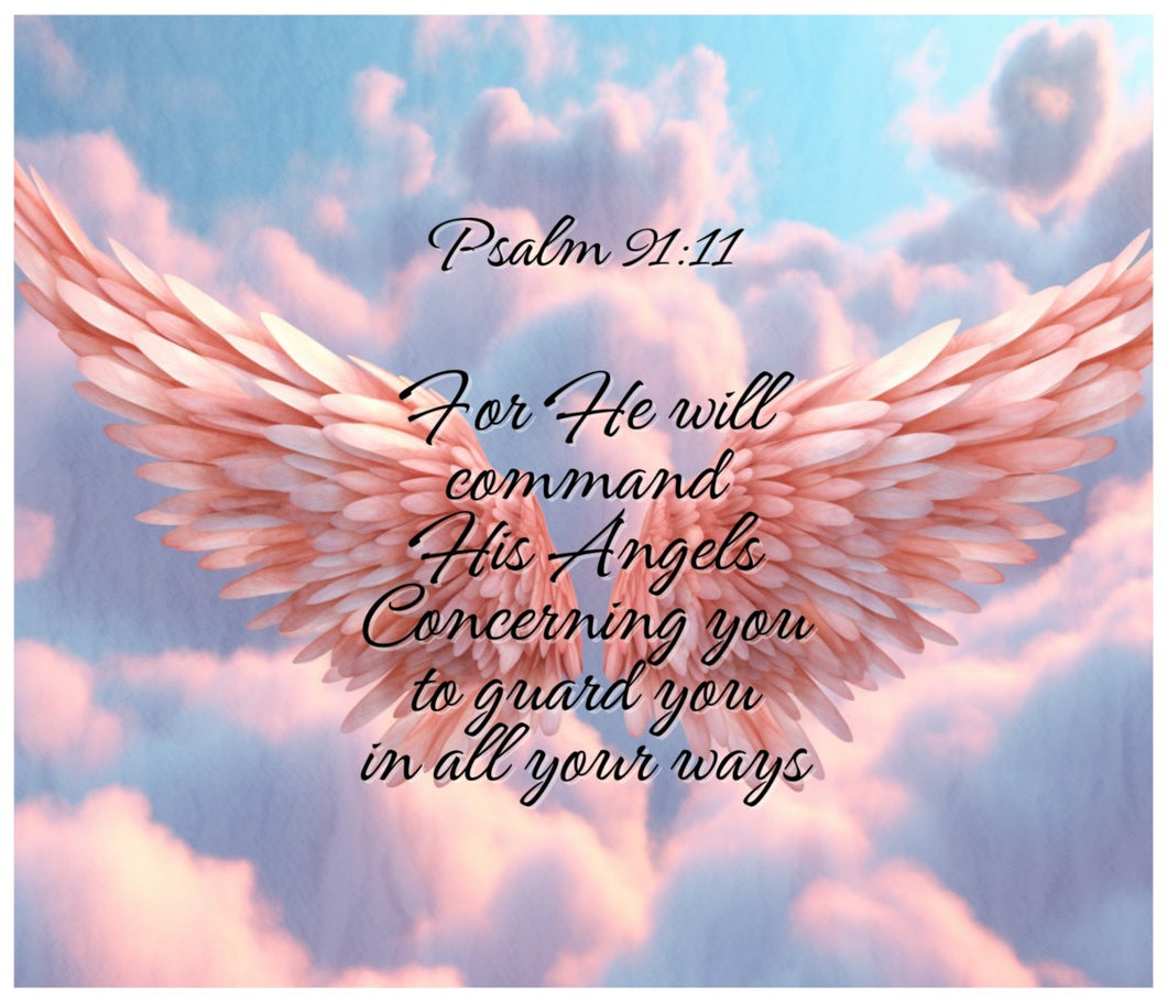 Angel Wings Psalm 91:11 Cotton Fat Quarter Panel