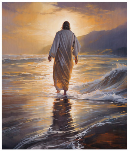 Christ Walks on Water Cotton Fat Quarter Panel