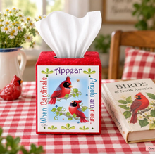 NEW When Cardinals Appear Tissue Box Cover Panel and Pattern Set
