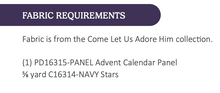 Come Let Us Adore Him Advent Calendar Cotton Fabric Panel