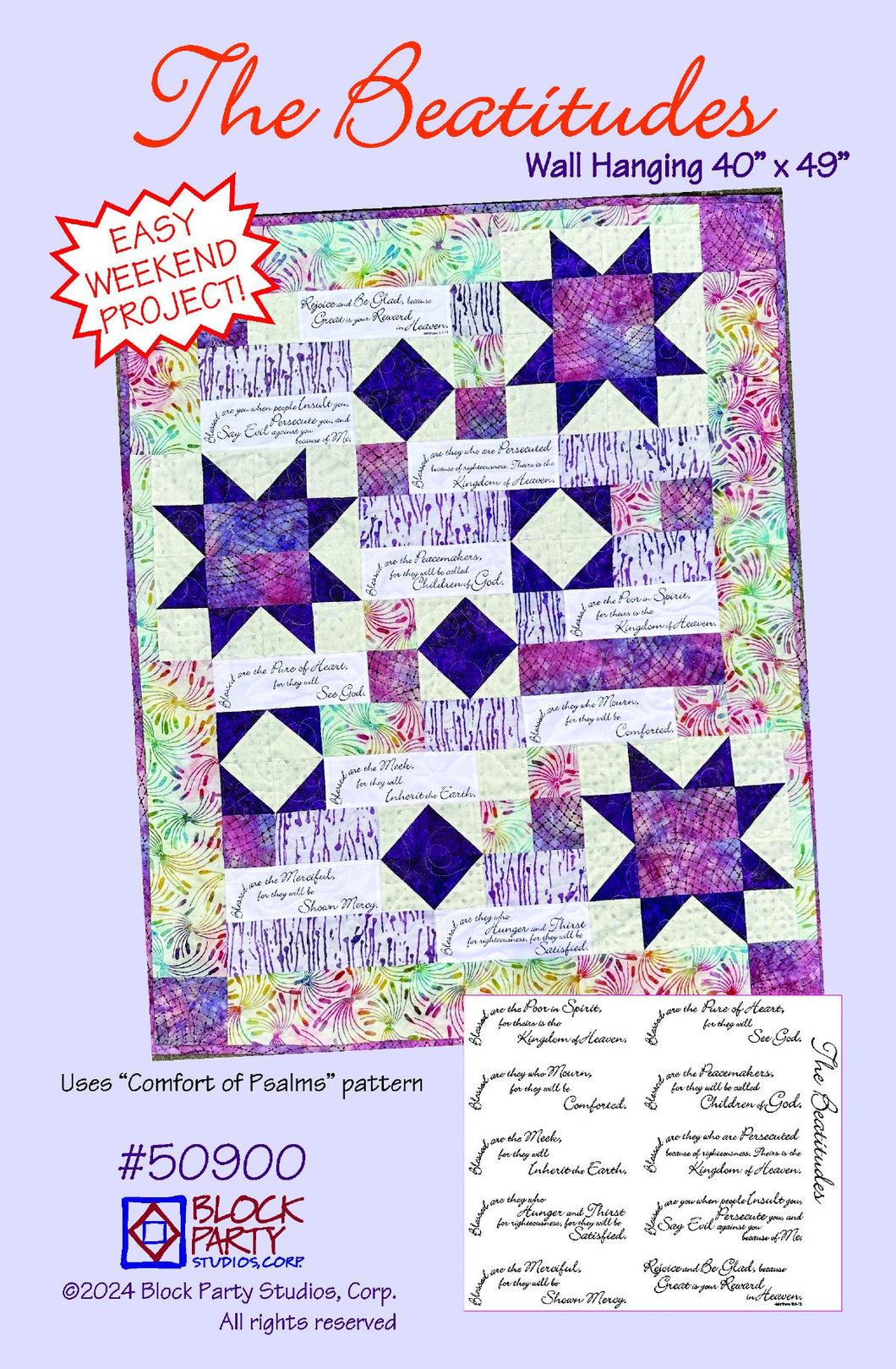 Comfort of Psalms BEATITUDES Quilt Pattern & Fabric Panel Kit