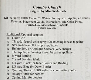 Country Church Watercolor Quilt Pattern Kit