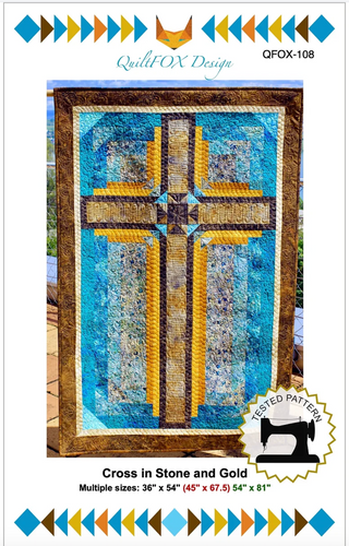 Cross In Stone and Gold Quilt Pattern