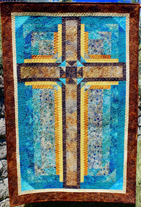 Cross In Stone and Gold Quilt Pattern