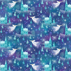 Angels on High Teal Multi Cotton Fabric
