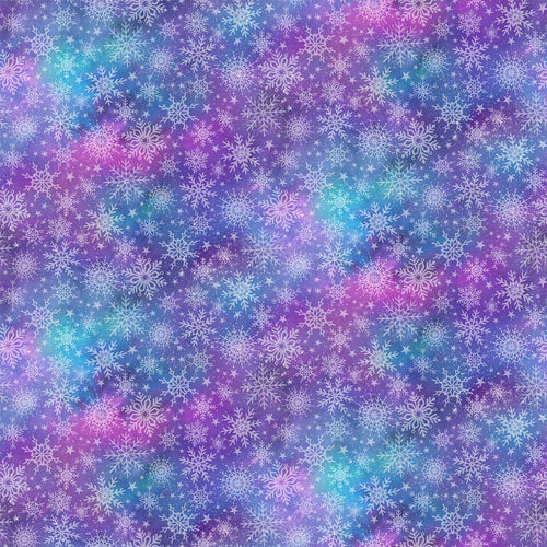 Angels on High Snowflakes Purple Multi Cotton Fabric
