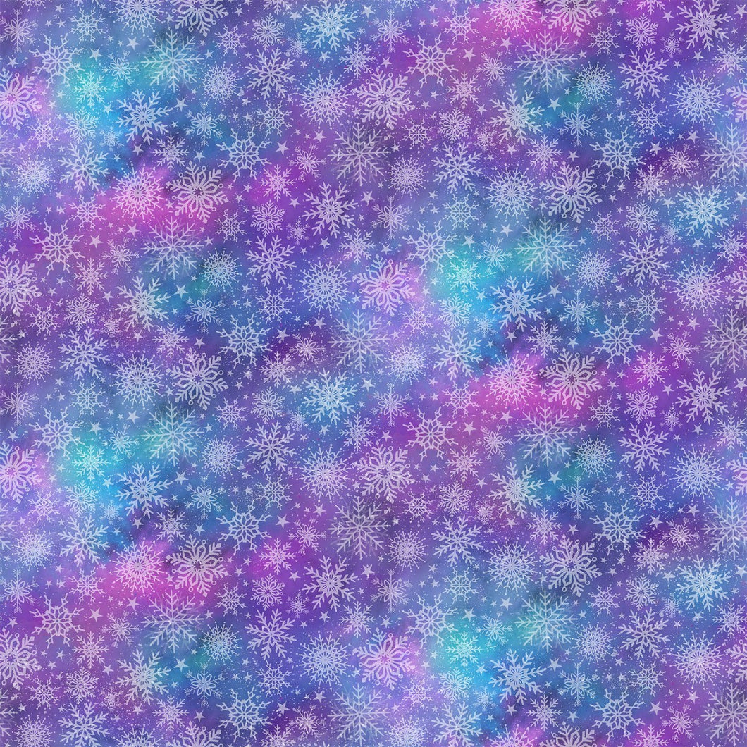 Angels on High Snowflakes Purple Multi Cotton Fabric