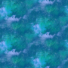 Angels on High Night Sky Teal Cotton Fabric