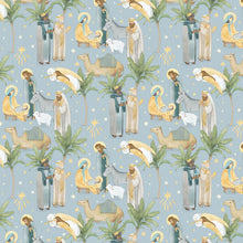 The Nativity Scenic Blue Cotton Fabric