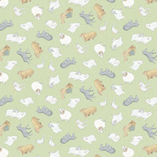 The Nativity Animal Toss Green Cotton Fabric