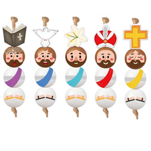 Easter Jesus 16mm Painted Wood Round Beads 20pc Set