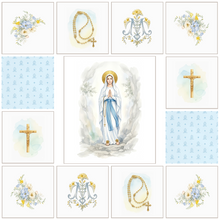 Our Lady of Lourdes Cotton Fabric Panel & Charm Squares Set