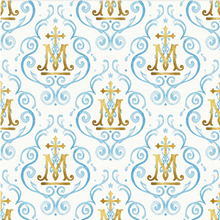 Our Lady of Grace Miraculous Medal Cotton Fabric Panel & Charm Squares Set