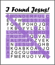 I Found Jesus Word Search Cotton Fat Quarter Panel