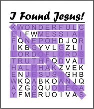 I Found Jesus Word Search Cotton Fat Quarter Panel