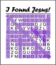 I Found Jesus Word Search Cotton Fat Quarter Panel
