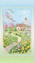 Fields of Faith Cherry Blossom Church Cotton Fabric Panel
