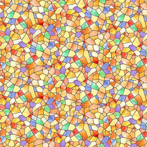 All Is Calm Multi Stained Glass Tiles Cotton Fabric