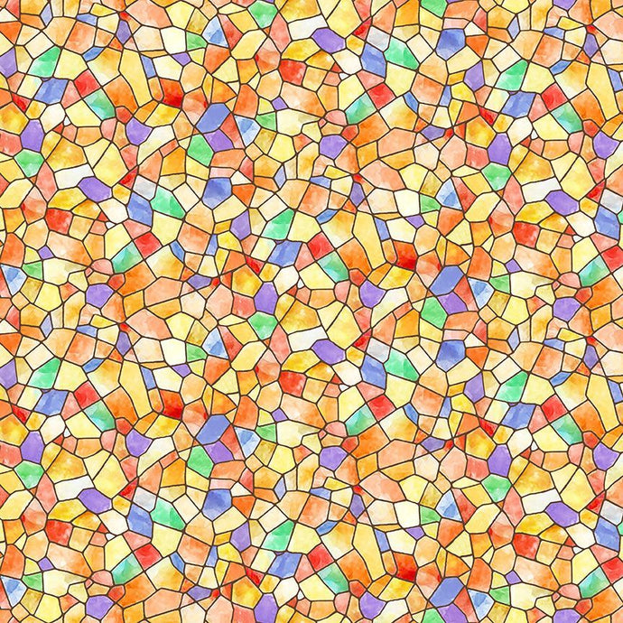 All Is Calm Multi Stained Glass Tiles Cotton Fabric
