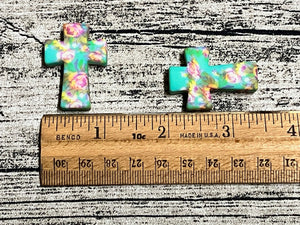 Floral Cross Silicone Focal Bead