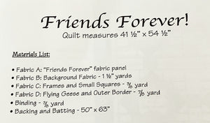 Friends Forever Quilt Pattern & Fabric Panel Kit