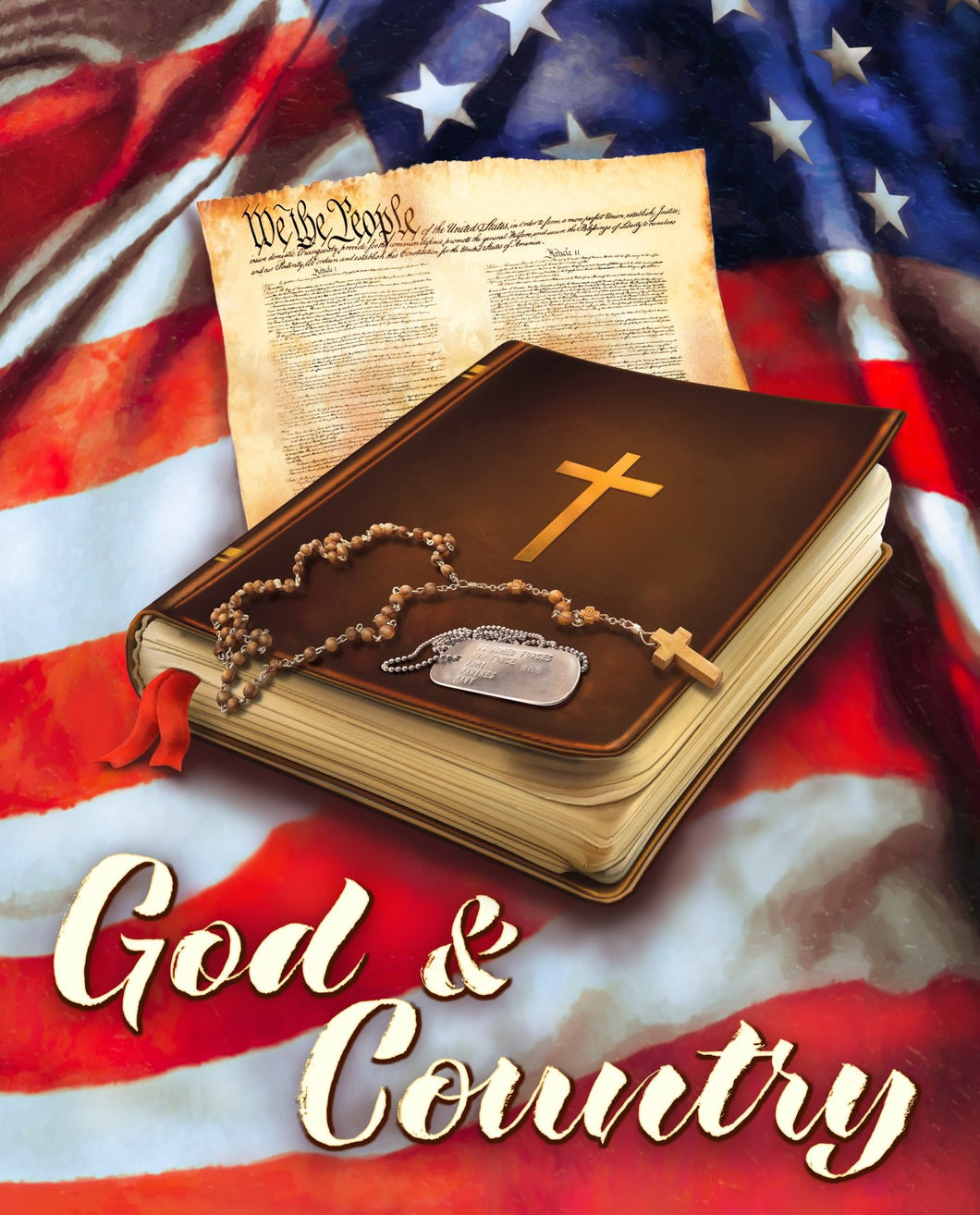 God & Country Digitally Printed Cotton Fabric Panel