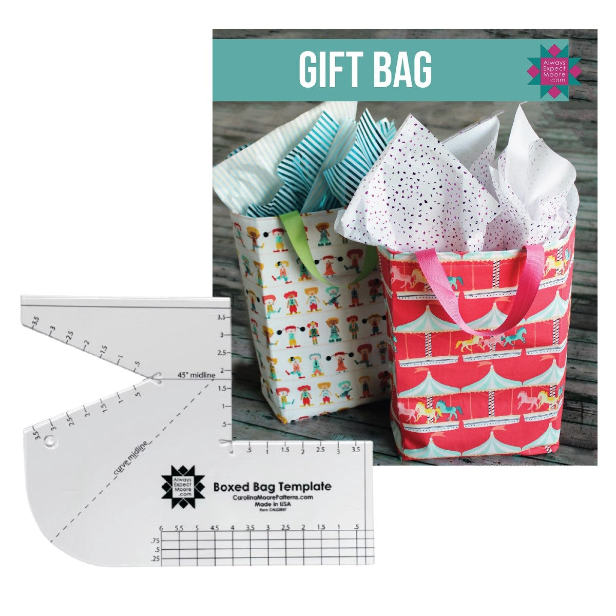 Gift Bag Pattern \u0026 Boxed Bag Template Set – Heavenly Fabric Shop, image size:1200x1200