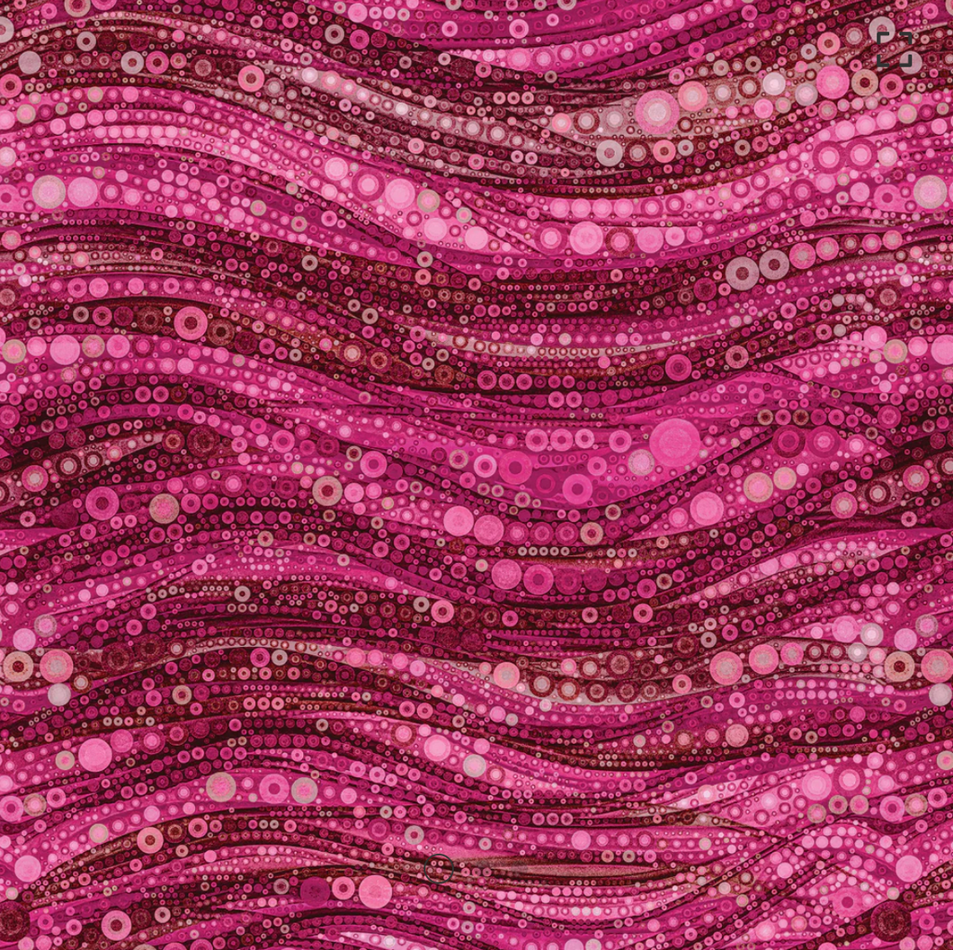 Gigi In The Garden Abstract Circles Pink Cotton Fabric