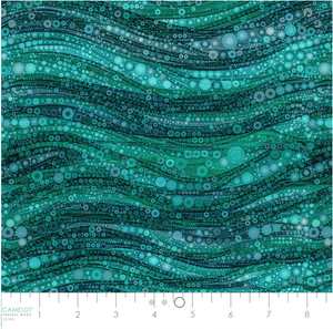 Gigi In The Garden Abstract Circles Teal Cotton Fabric