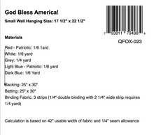 God Bless America Quilt SMALL Pattern