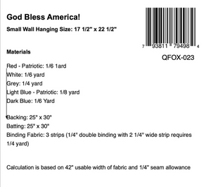 God Bless America Quilt SMALL Pattern