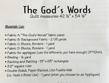 God's Words Quilt Pattern & The Cross Fabric Panel Set