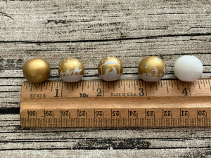 Nativity Gold 16mm Painted Wood Round Beads 15 ct