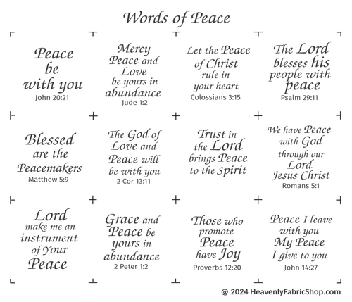 NEW Words of Peace Charm Square Fabric Panel