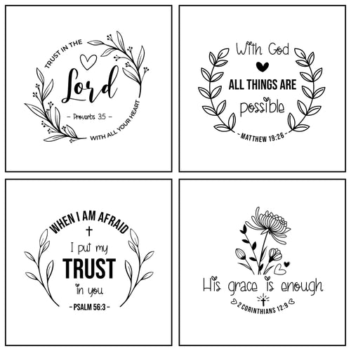 Heartlines Scripture Line Art 6 inch Mini Fabric 4 Panel set