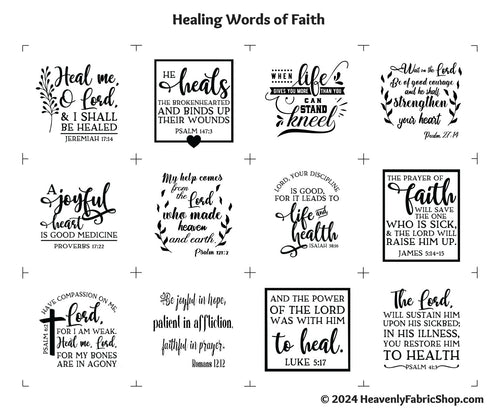 Healing Words of Faith Charm Square Fabric Panel