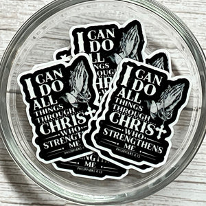 I Can Do All Thing Through Christ Praying Hands Planar Resin Flatback